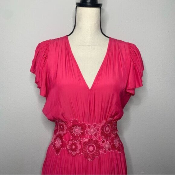 NWT Ramy Brook Lenna Pink Embellished Short Sleeve Maxi Dress - Picture 9 of 17